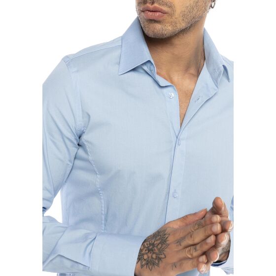Red Bridge Mens Basic Design Slim Fit Long Sleeve Shirt Light Blue 2XL