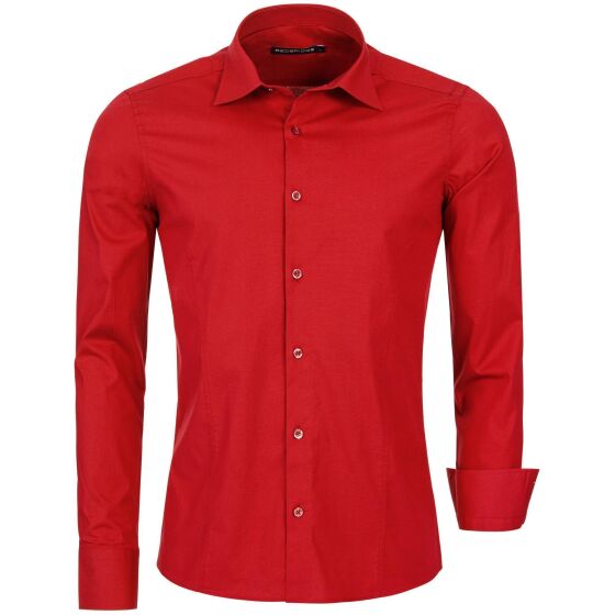Red Bridge Herren Basic Design Slim Fit Langarm Hemd Red 2XL