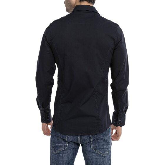 Red Bridge Herren Basic Design Slim Fit Langarm Hemd Dunkelblau 2XL