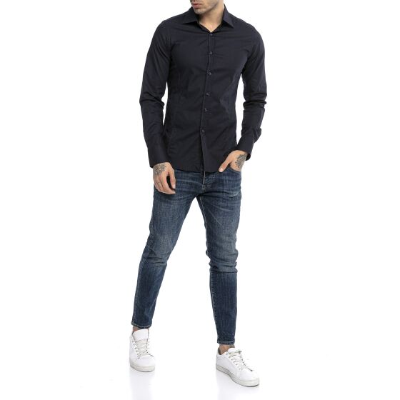 Red Bridge Herren Basic Design Slim Fit Langarm Hemd Dunkelblau 2XL