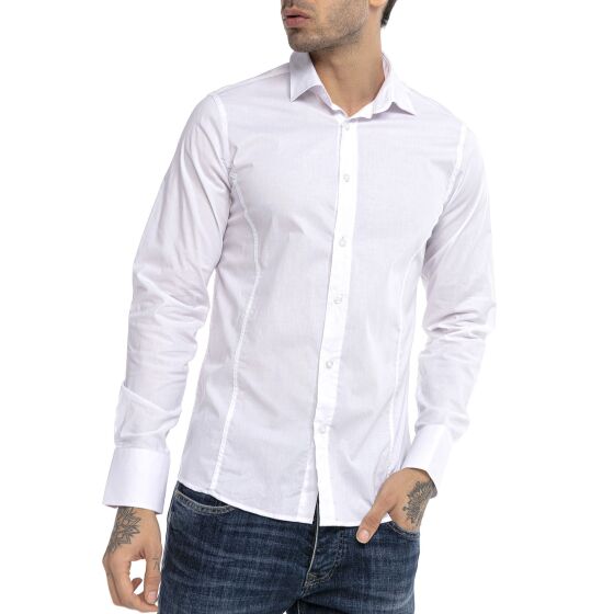 Red Bridge Herren Basic Design Slim Fit Langarm Hemd Weiß 2XL