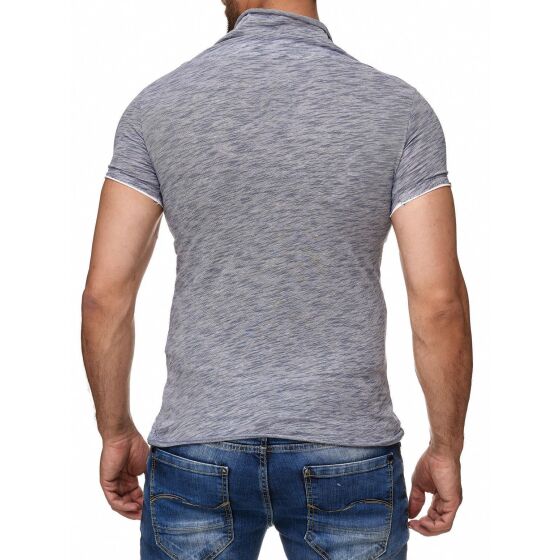 Red Bridge Herren T-Shirt Super Slim Fit Freizeitshirt V-Ausschnitt Melange Indigo