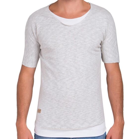 Red Bridge Mens Double Layer T-Shirt gray white
