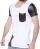 Red Bridge Mens squared t-shirt with imitation leather sleeves white