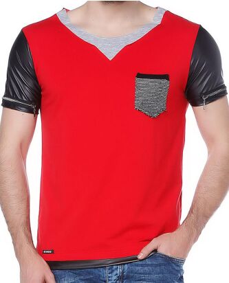 Red Bridge Mens material mix T-shirt with imitation...
