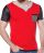 Red Bridge Mens material mix T-shirt with imitation leather sleeves red