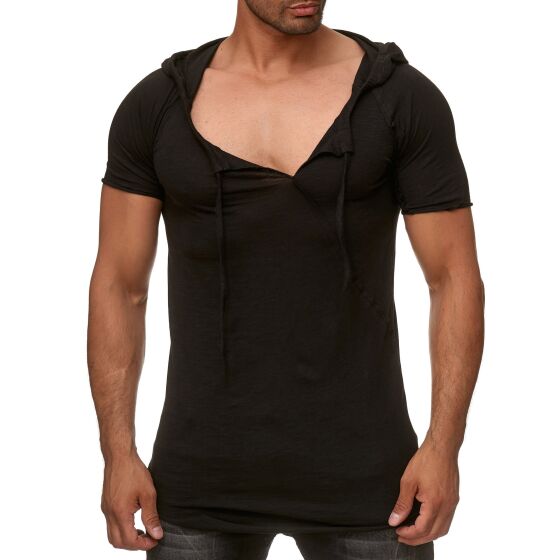 Red Bridge Mens Asymmetric Oversize Basic T-Shirt Black