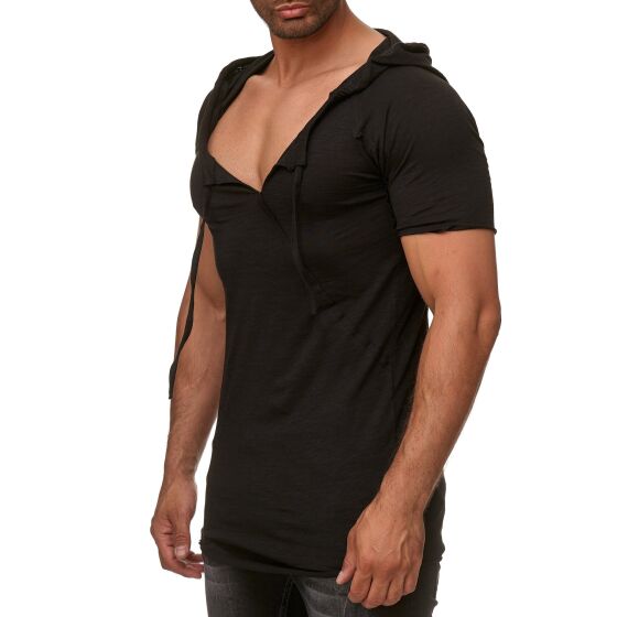 Red Bridge Mens Asymmetric Oversize Basic T-Shirt Black