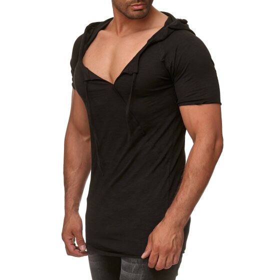 Red Bridge Mens Asymmetric Oversize Basic T-Shirt Black