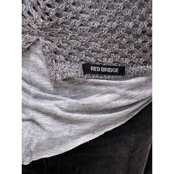 Red Bridge Mens Fishnet Oversize Longsleeve Jumper grey