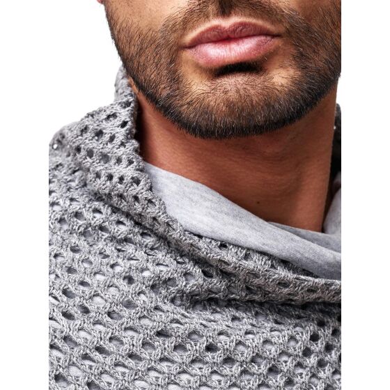 Red Bridge Mens Fishnet Oversize Longsleeve Jumper grey