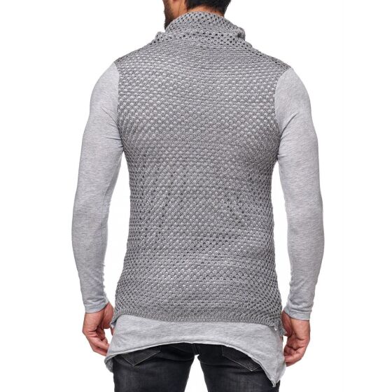 Red Bridge Herren Fishnet Oversize Longsleeve Pullover grau