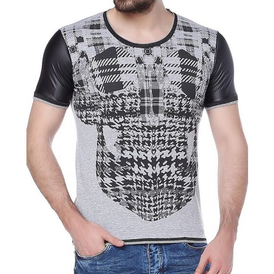 Red Bridge Herren Squared Skull T-Shirt Grau Schwarz