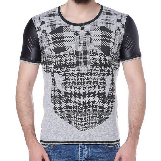 Red Bridge Mens Squared Skull T-Shirt Gray Black