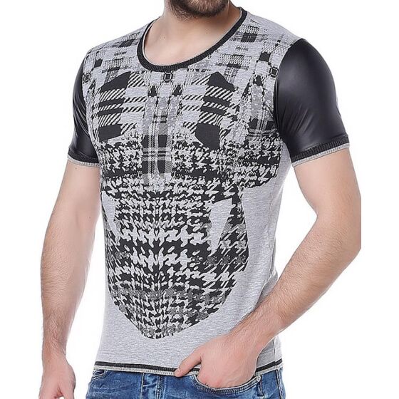 Red Bridge Mens Squared Skull T-Shirt Gray Black