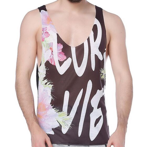 Red Bridge Mens Flora View Tank Top Black