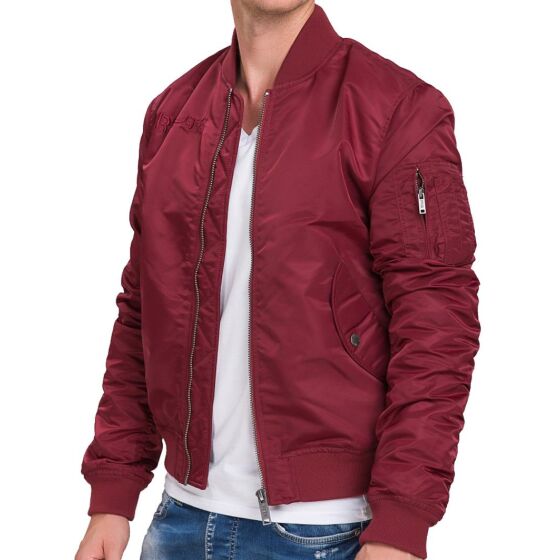 Red Bridge Herren Classic Bomber Jacke Bomberjacke bordeau