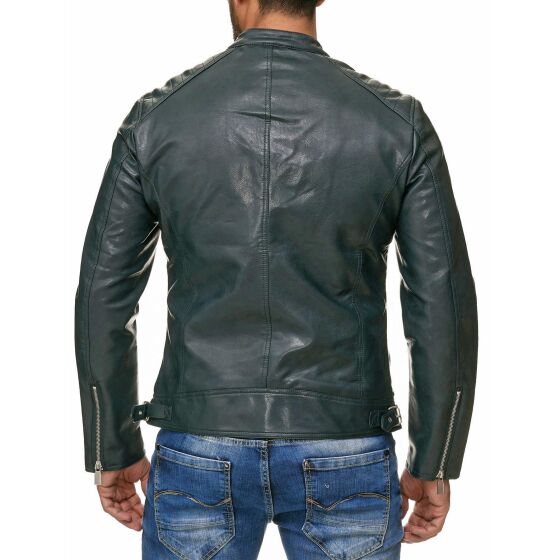 Red Bridge Herren Shiny Kunst- Lederjacke Jacket grün