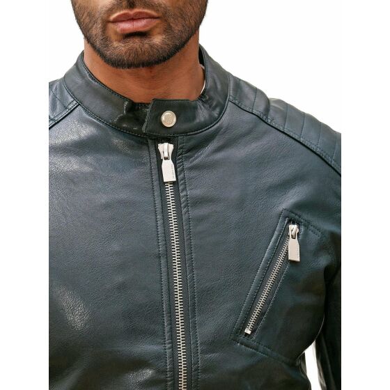 Red Bridge Herren Shiny Kunst- Lederjacke Jacket grün
