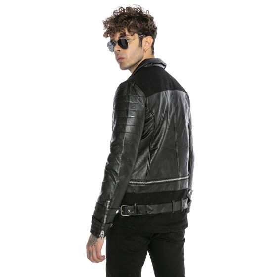 Red Bridge Herren Extra Long Kunstleder Jacke schwarz