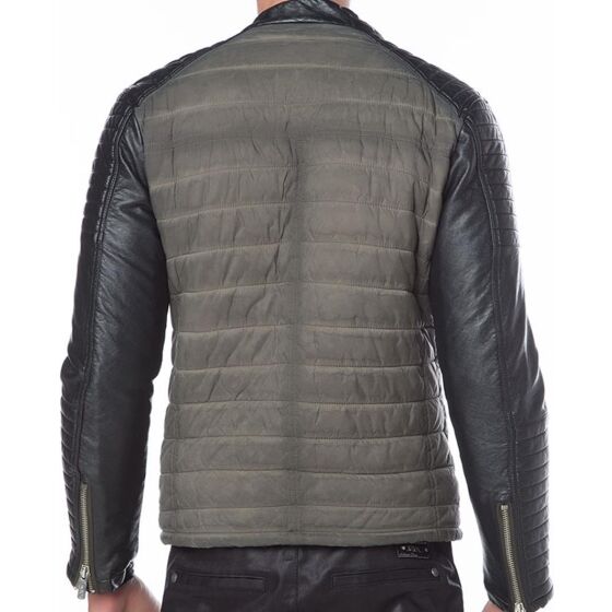 Red Bridge Herren Quilted Army Biker Kunstleder Steppjacke khaki