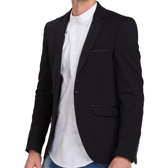 Red Bridge Herren Leather Line Sakko Blazer schwarz