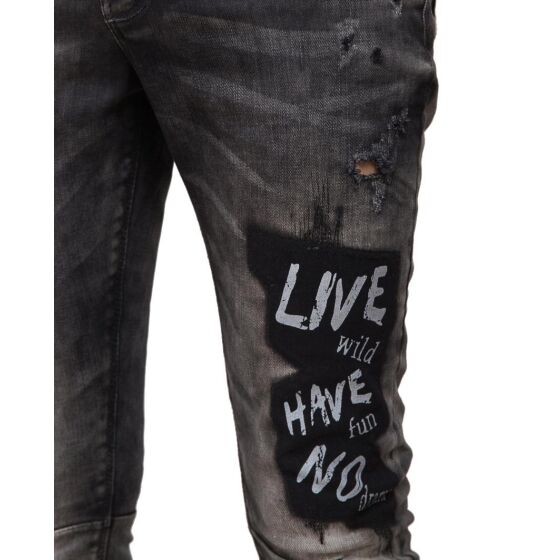 Red Bridge Mens Be A Legend Ripped Skinny Jeans Trousers Grey