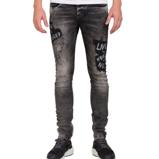 Red Bridge Herren Be A Legend Ripped Röhrenjeans Jeans Hose grau