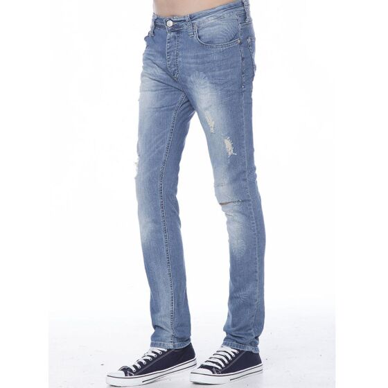 Red Bridge Herren Floral Laser Ripped Röhrenjeans Jeans Hose blau