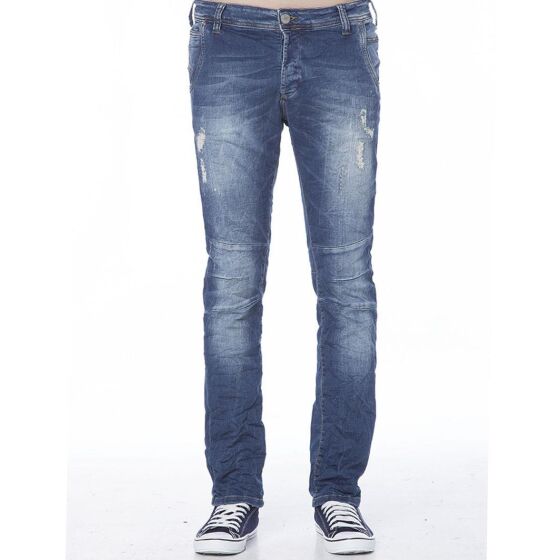 Red Bridge Herren Straight Cut Jeans Ripped Röhrenjeans Hose blau