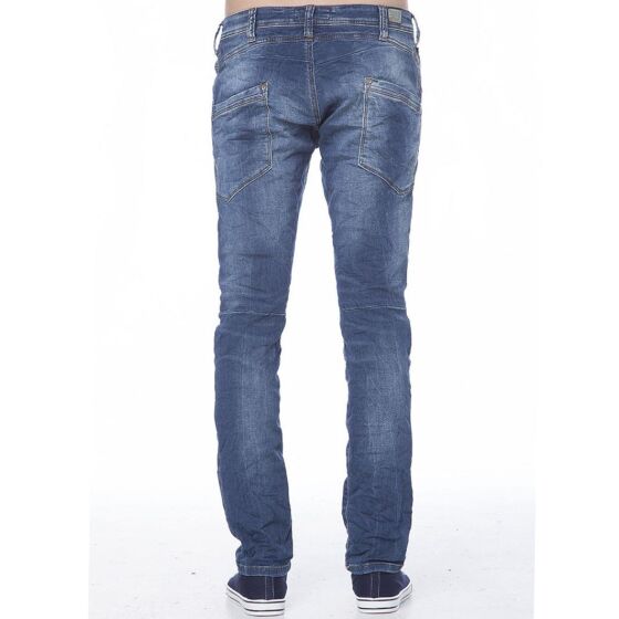 Red Bridge Herren Straight Cut Jeans Ripped Röhrenjeans Hose blau
