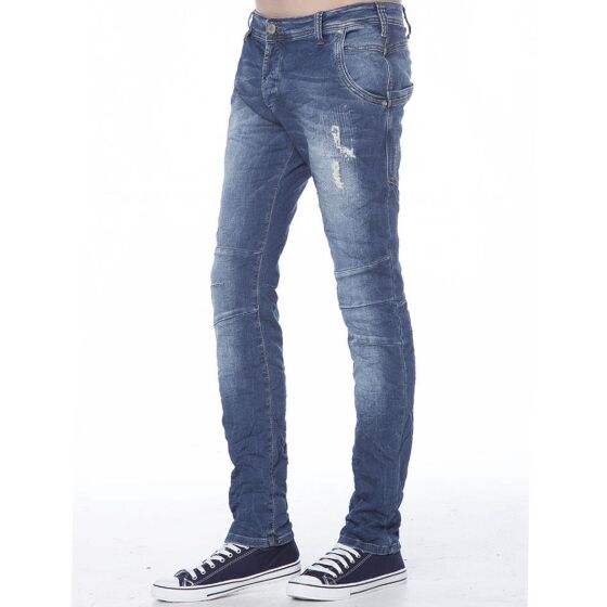 Red Bridge Mens Straight Cut Jeans Ripped Skinny Jeans Pants Blue
