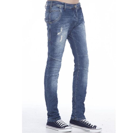 Red Bridge Mens Straight Cut Jeans Ripped Skinny Jeans Pants Blue