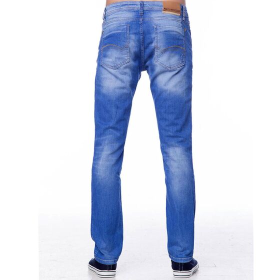 Red Bridge Mens Straight Cut Jeans Ripped Skinny Jeans Pants Blue