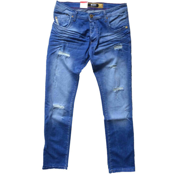 Red Bridge Mens Straight Cut Jeans Ripped Skinny Jeans Pants Blue