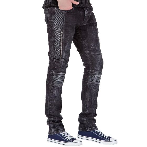 Red Bridge Herren Biker Jeans Ripped Röhrenjeans Hose schwarz