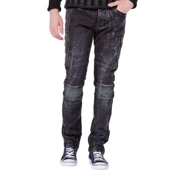 Red Bridge Herren Biker Jeans Ripped Röhrenjeans Hose schwarz