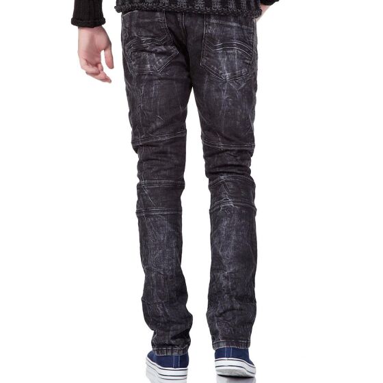 Red Bridge Herren Biker Jeans Ripped Röhrenjeans Hose schwarz