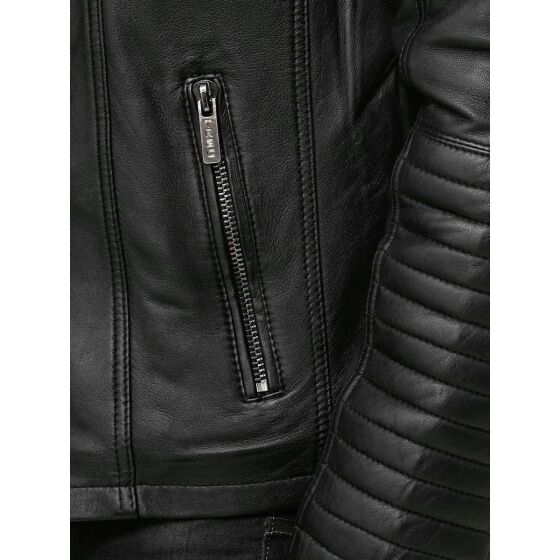 Red Bridge Mens Synthetic Leather Jacket Biker Jacket Biker Quilted Jacket Black