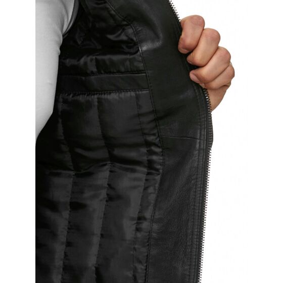 Kunst- Lederjacke Bikerjacke Biker Steppjacke Schwarz M