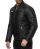 Red Bridge Mens artificial leather jacket biker jacket biker quilted jacket black L