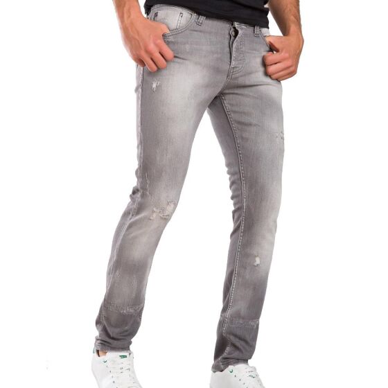 Red Bridge Mens straight cut jeans ripped skinny jeans trousers grey
