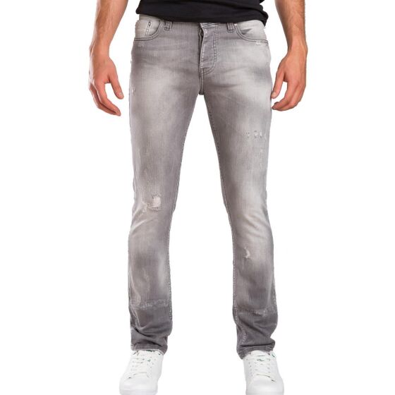 Red Bridge Mens straight cut jeans ripped skinny jeans trousers grey