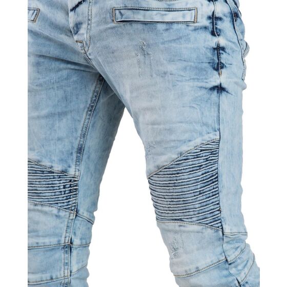 Red Bridge Mens biker jeans ripped skinny jeans pants light blue