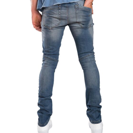 Red Bridge Herren Straight Cut Jeans Destroyed Röhrenjeans Hose blau