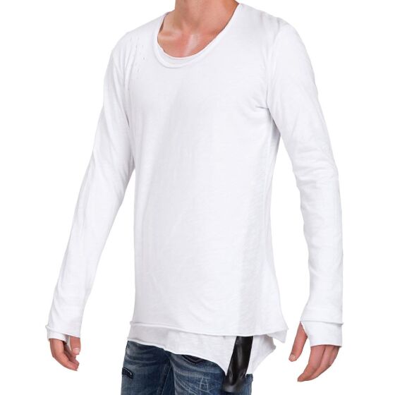 Red Bridge Mens Double Layer Cut Oversized Longsleeve white