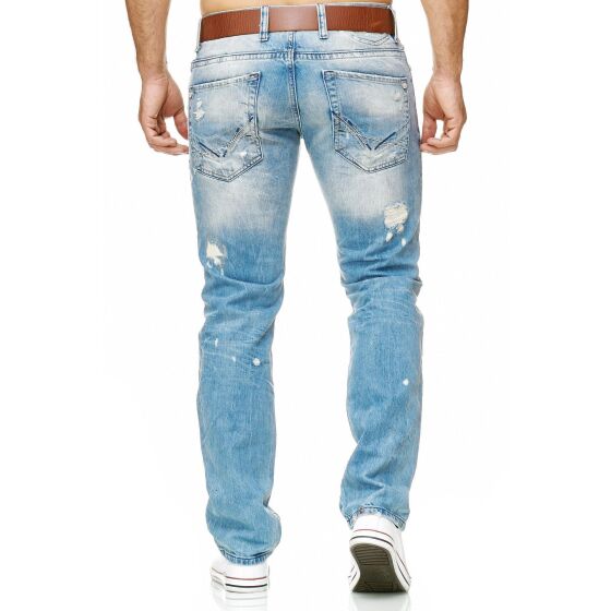 Mens ripped straight cut jeans