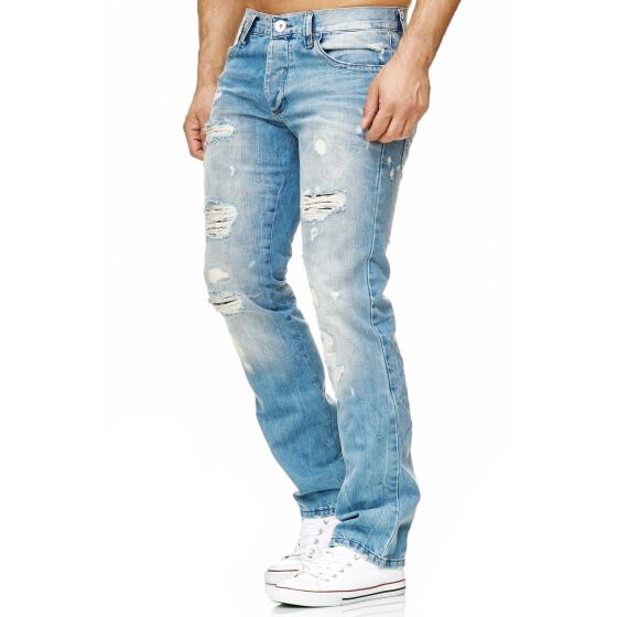 Mens ripped straight cut jeans