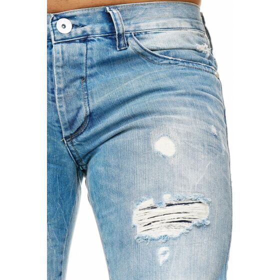 Mens ripped straight cut jeans