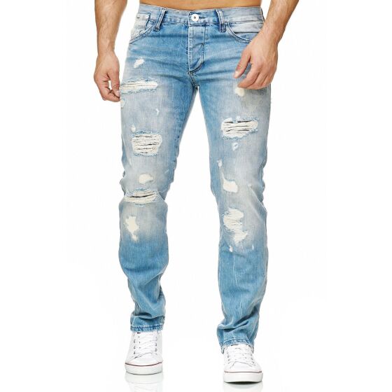 Mens ripped straight cut jeans